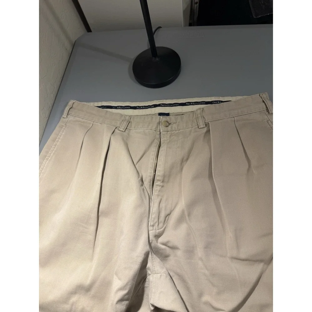 Vintage Polo Ralph Lauren‎ Andrew Pant Men's 38x32 (36x31) Pleated Chino Tan